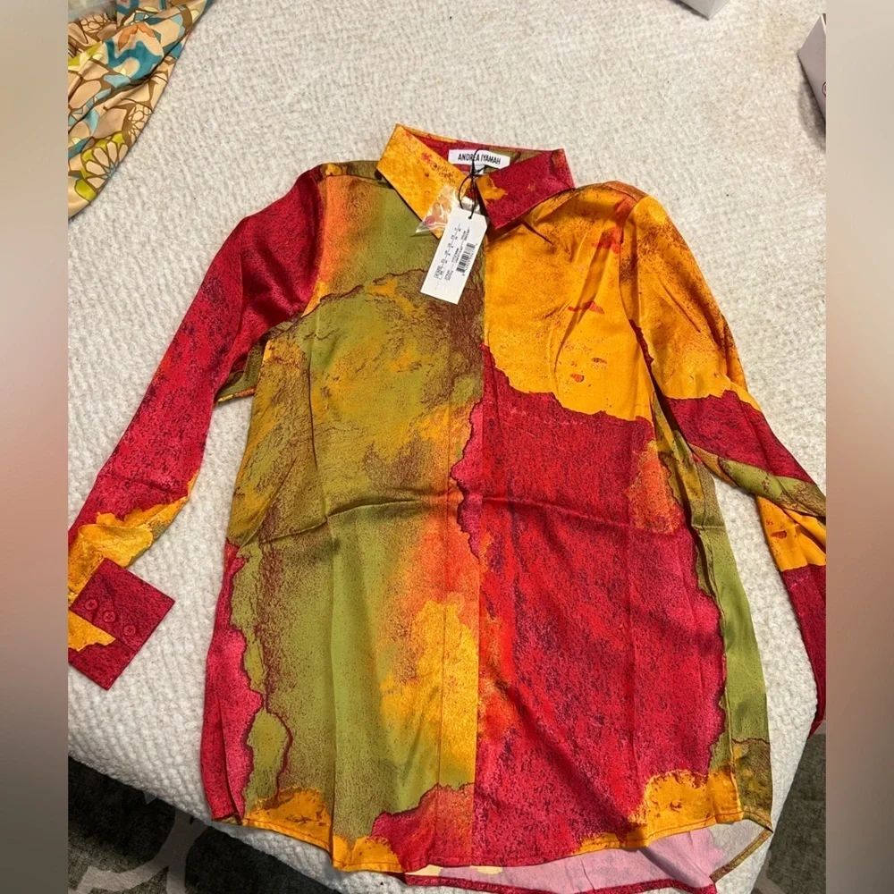 NWT Andrea lyamah Vana Shirt (Eros print) • $230 MSRP Colorful Blouse size 4 - Picture 5 of 6